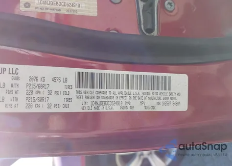 2012 Jeep Compass Latitude from USA, damaged, VIN 1C4NJDEB3CD524910